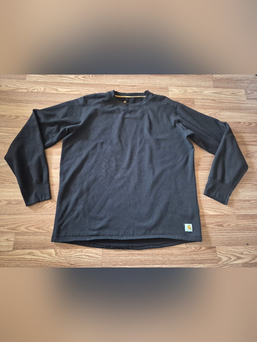 Carhartt Men's Black Thermal Waffle Knit Crewneck Sweatshirt